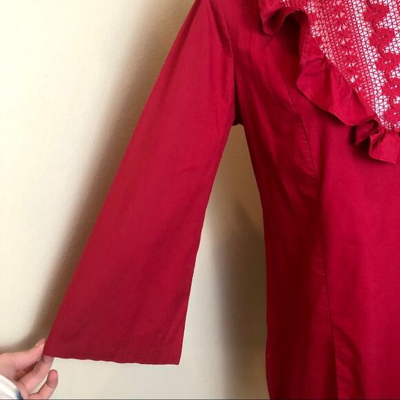 NEW Free People Red Long Sleeve Boho Mini Dress Small - Picture 9 of 13